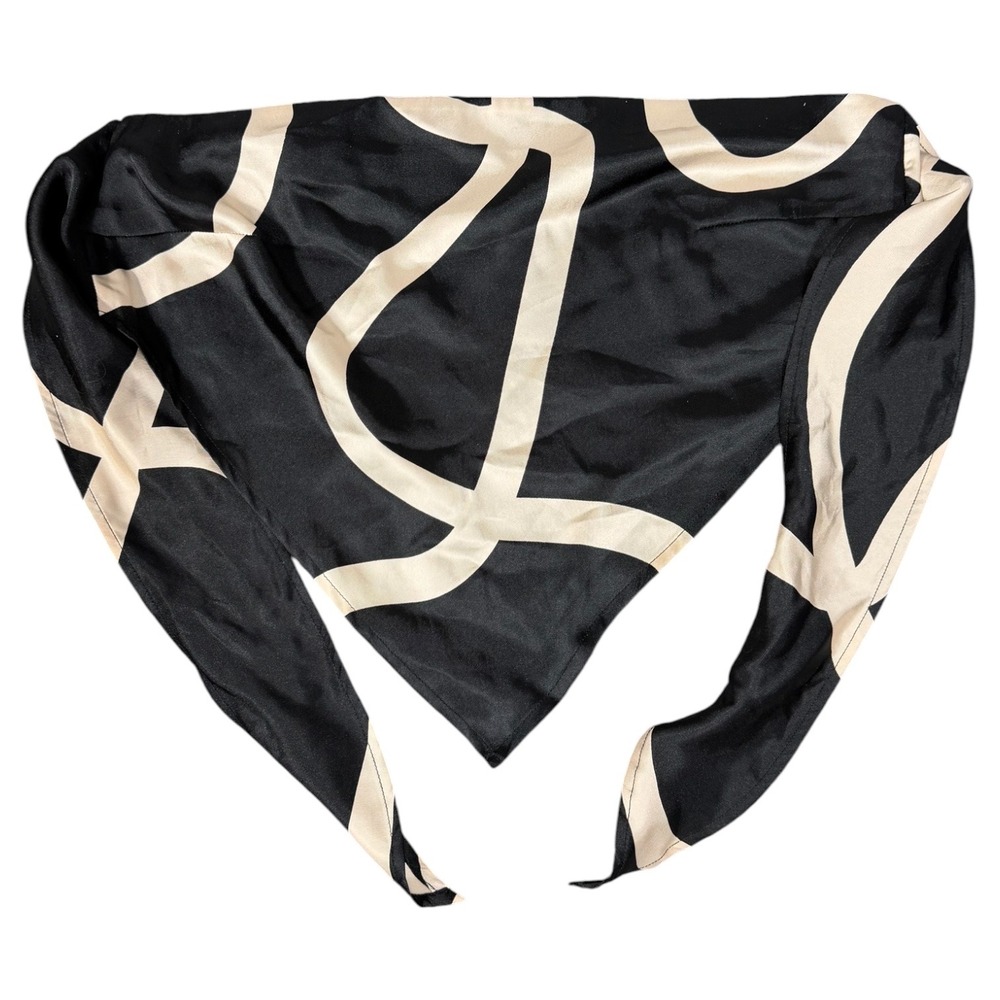 Future Collective x Alani Noelle Satin Scarf Black Cream Abstract - Picture 4 of 11